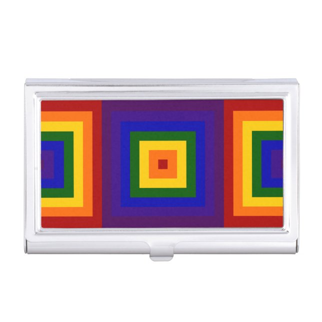 Rainbow Squares Business Card Case (Front)