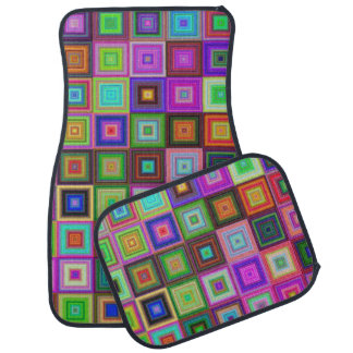 rainbow squares car mats