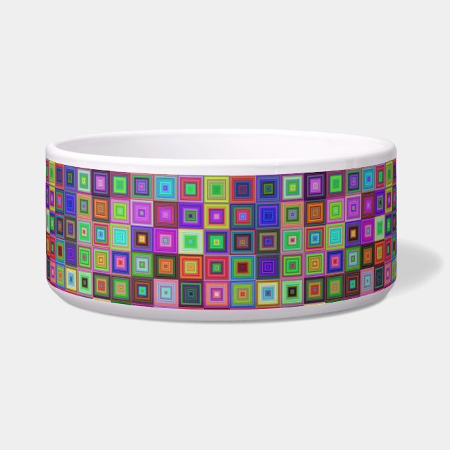 rainbow squares cat food bowl (Front)