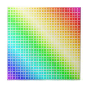 Rainbow Squares Ceramic Tile