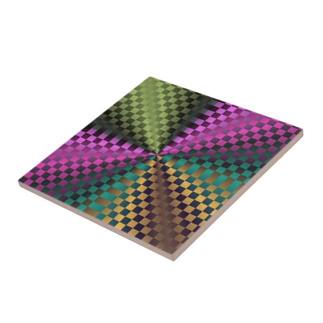 Rainbow Squares Ceramic Tile (Side)