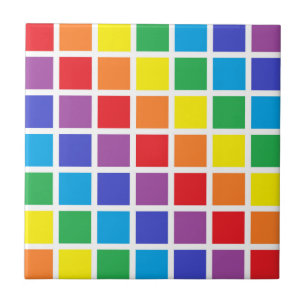 Rainbow Squares Ceramic Tile