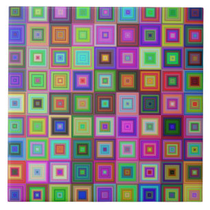 rainbow squares ceramic tile