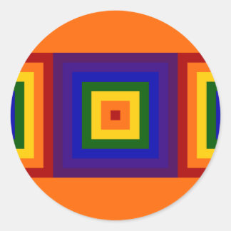 Rainbow Squares Classic Round Sticker