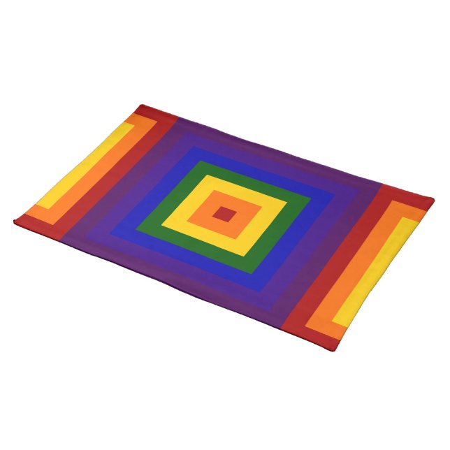 Rainbow Squares Cloth Placemat (On Table)