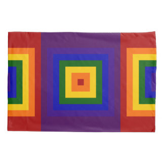 Rainbow Squares Geometric Pattern Pillowcase