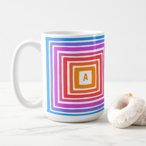Rainbow Squares Geometric Tile Pattern CUSTOM Coffee Mug