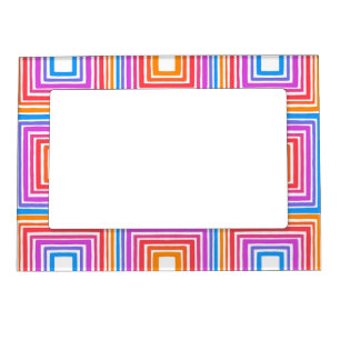Rainbow Squares Geometric Tile Pattern Magnetic Frame