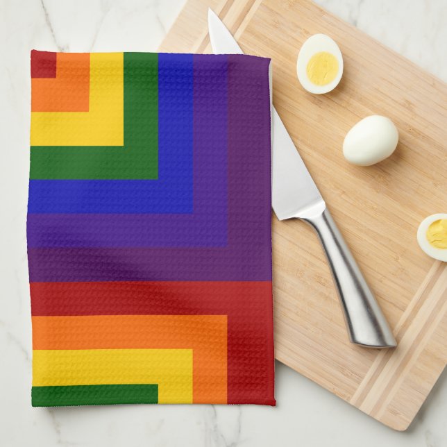 Rainbow Squares Kitchen Towel (Quarter Fold)