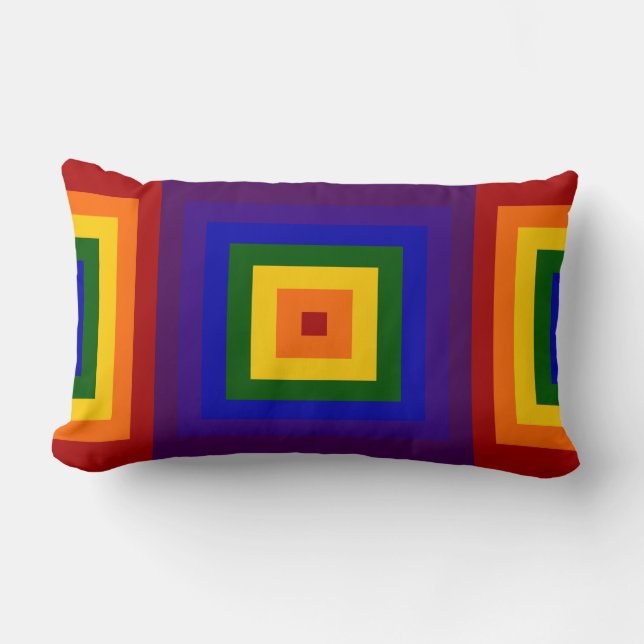 Rainbow Squares Lumbar Pillow (Front)