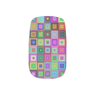 rainbow squares minx nail art