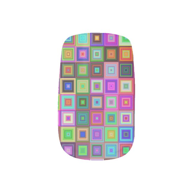 rainbow squares minx nail art (Left Thumb)