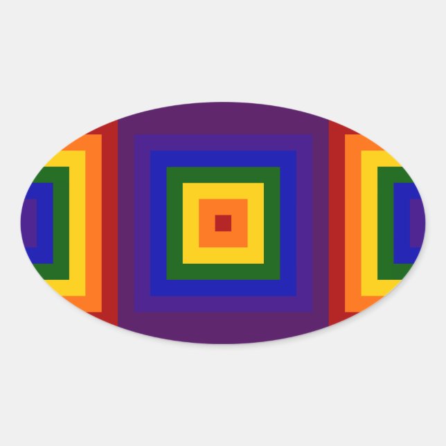 Rainbow Squares Oval Sticker (Front)