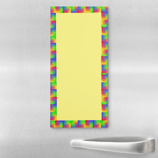 Rainbow Squares Pattern Magnetic Fridge Notepad