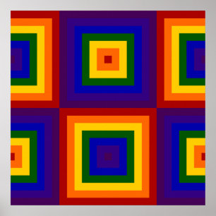 Rainbow Squares Pattern Poster