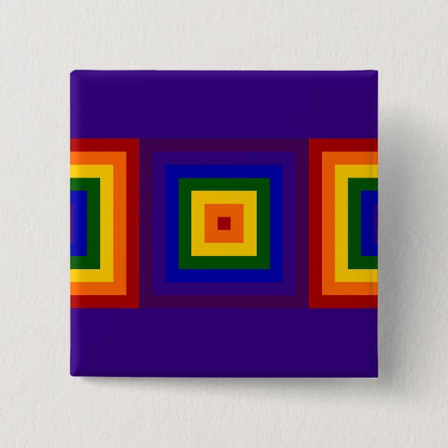 Rainbow Squares Pinback Button (Front)