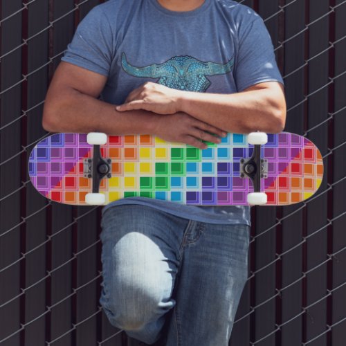 Rainbow Squares  Skateboard