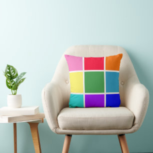 Rainbow Squares Throw Pillow