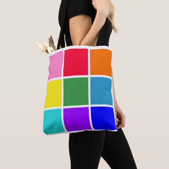 Rainbow Squares Tote Bag (Close Up)
