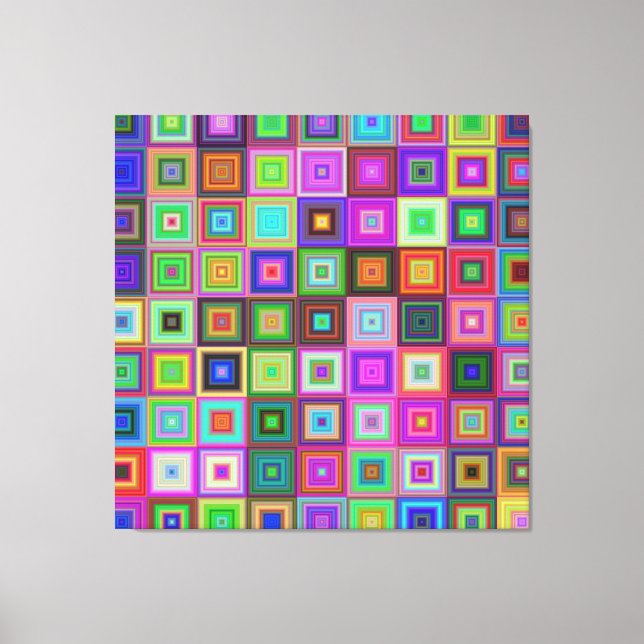rainbow squares wrapped canvas (Front)