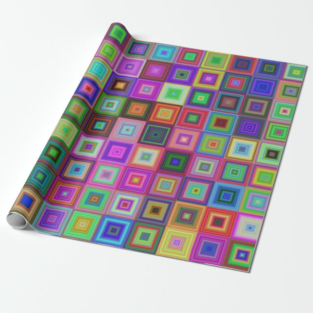 rainbow squares wrapping paper (Unrolled)