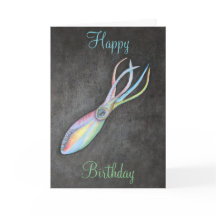 Rainbow Squid Birthday Card