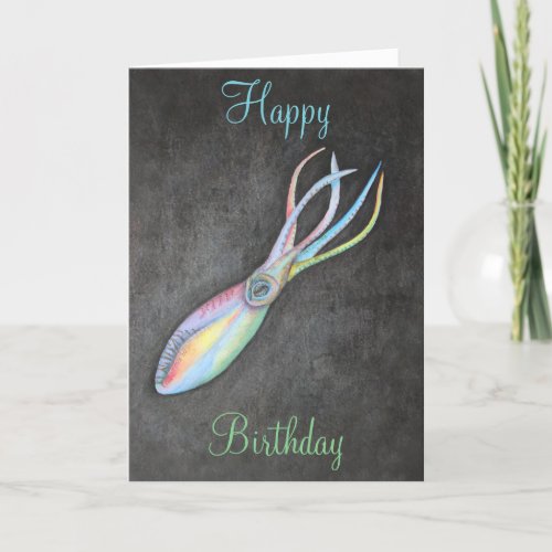 Rainbow Squid Birthday Card