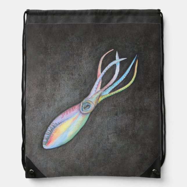 Rainbow Squid Drawstring Backpack (Front)