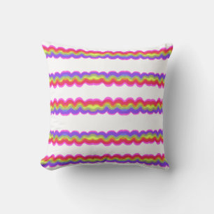 Rainbow Squiggle Stripe Throw Pillow