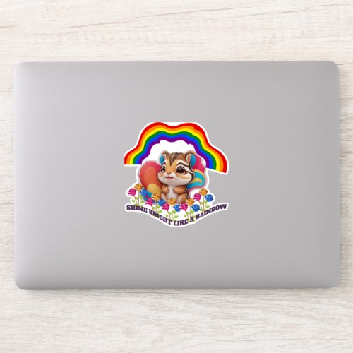 Rainbow Squirrel Custom_Cut Vinyl Sticker