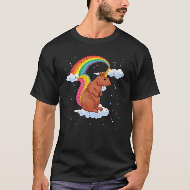 Rainbow Squirrelcorn Fantasy Forest Animal Squirre T-Shirt (Front)