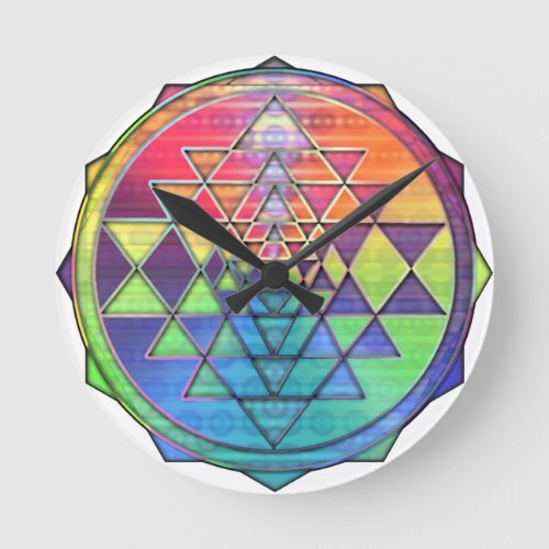 Rainbow Sri Yantra for Love  Wealth Round Clock