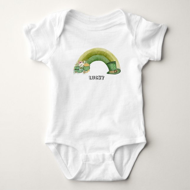 rainbow st patrick's day baby bodysuit (Front)