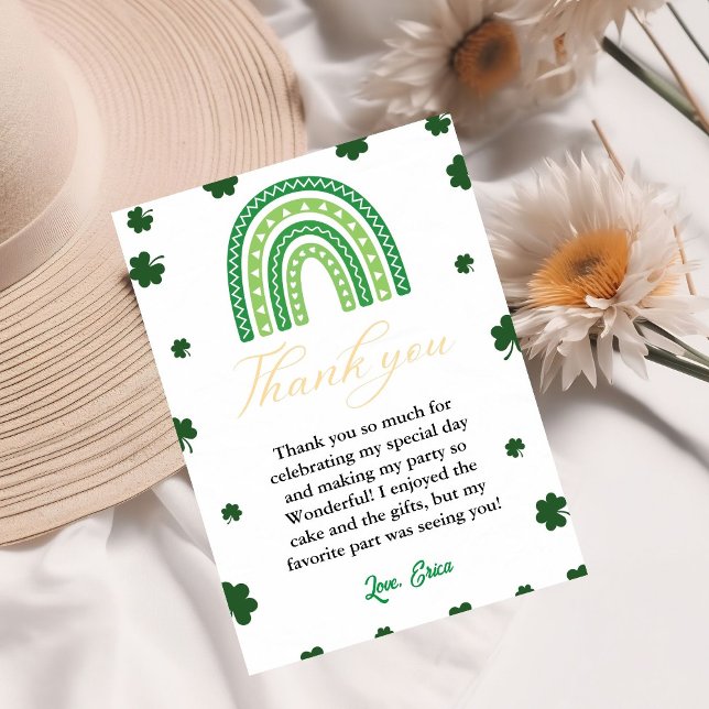 Rainbow St patrick's day Birthday Thank You Card (Creator Uploaded)