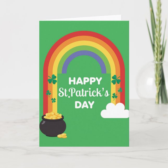 Rainbow St Patricks Day Glitter Card (Front)