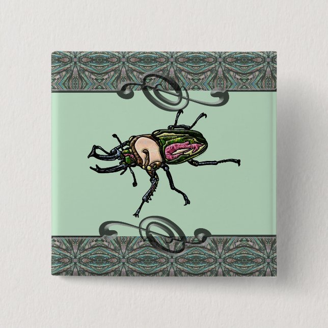 Rainbow Stag Beetle Button (Front)