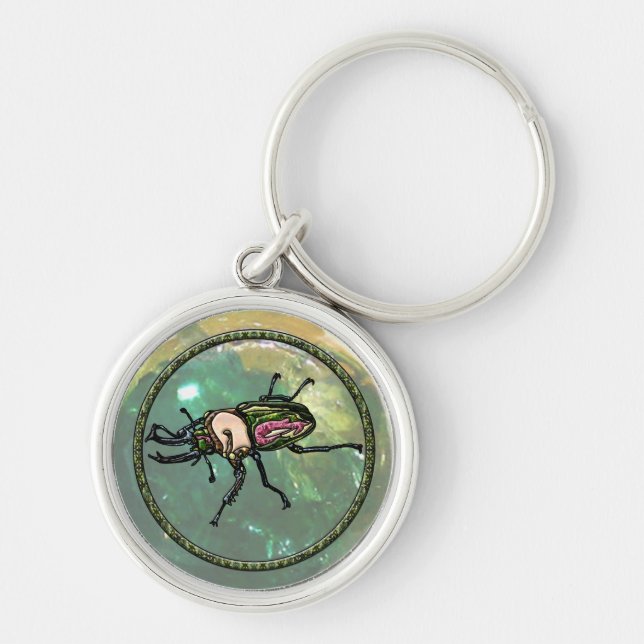 Rainbow Stag Beetle Keychain (Front)