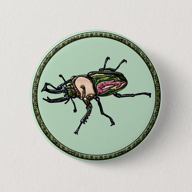 Rainbow Stag Beetle Pinback Button (Front)