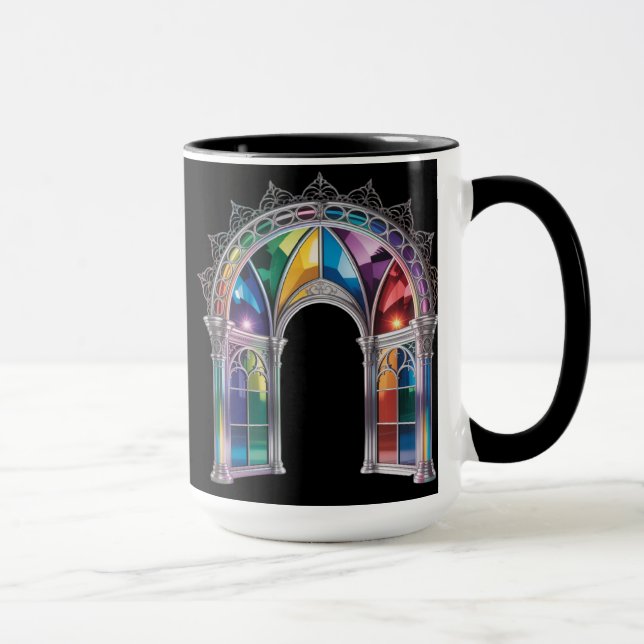 Rainbow Stained Glass Arch — Gothic Cathedral Wind Mug (Right)