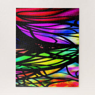 Rainbow Stained Glass Colorful Fancy Fun Jigsaw Puzzle