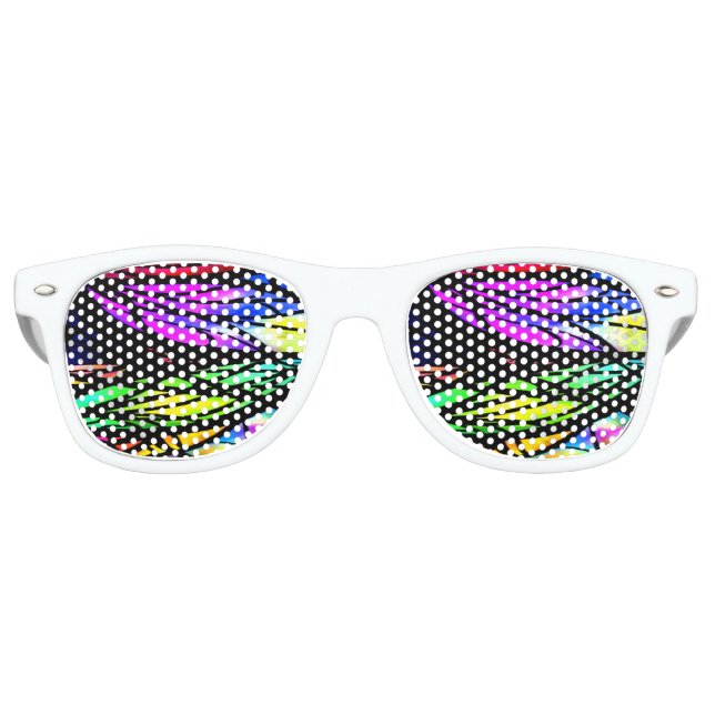 Rainbow Stained Glass Colorful Fancy Fun Retro Sunglasses (Front)