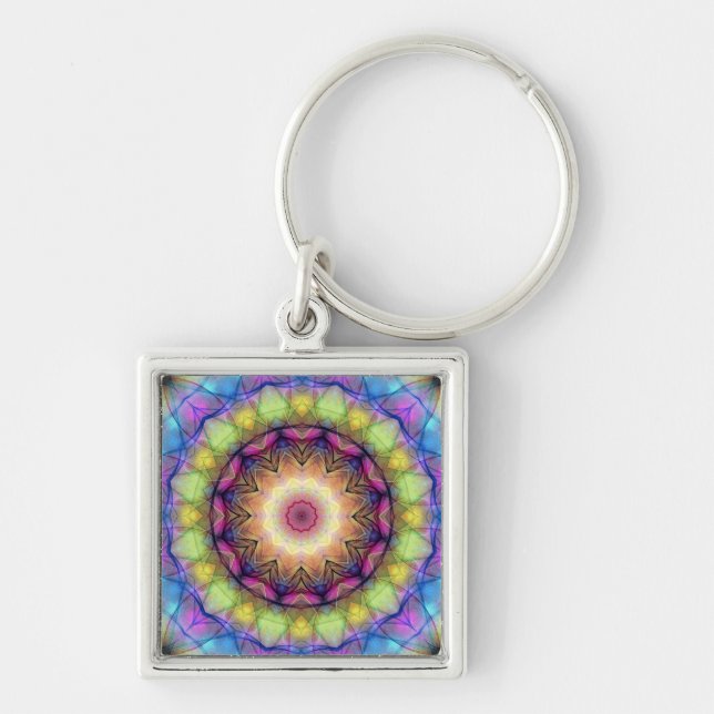 Rainbow stained Glass Keychain (Front)