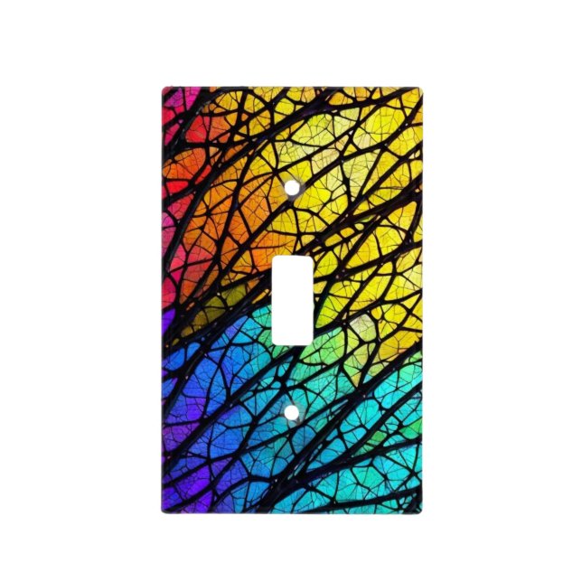 Rainbow Stained Glass Light Switch Cover (Front)