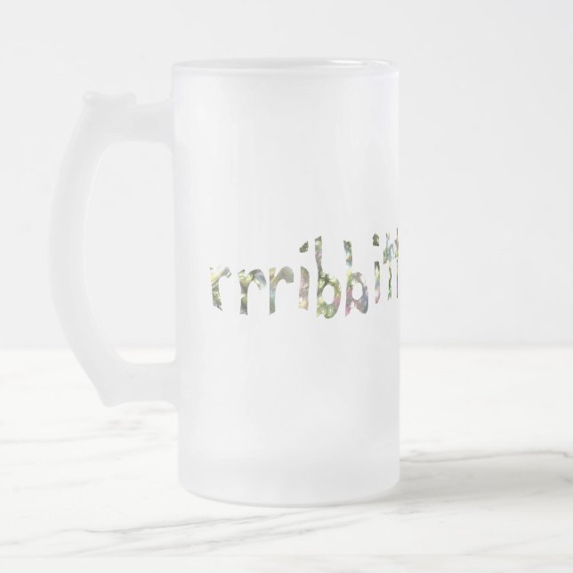 Rainbow Stained Glass Look Frog Art Frosted Glass Beer Mug (Left)