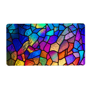 Rainbow Stained Glass Pattern Label