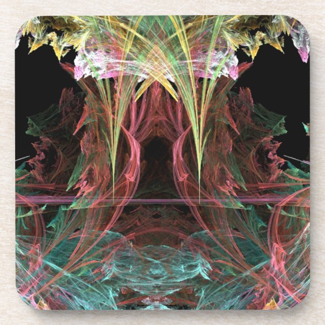 Rainbow Stalactites Abstract Cork Coasters (Front)