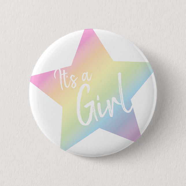 Rainbow Star Baby Shower Button (Front)