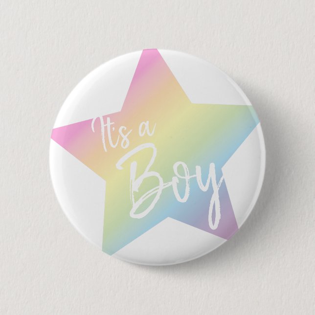 Rainbow Star Baby Shower Button (Front)