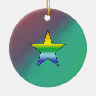 Rainbow Star Ceramic Ornament