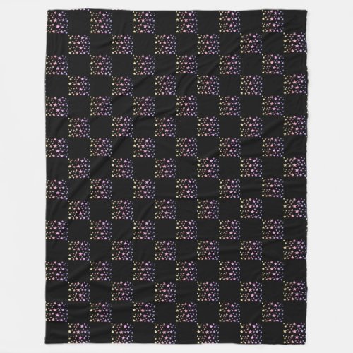 Rainbow Star Checkerboard Fleece Blanket